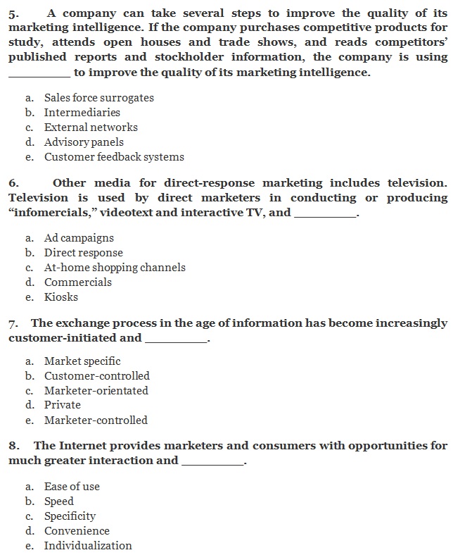MARKETING ASSIGNMENT QUESTIONS 5-8