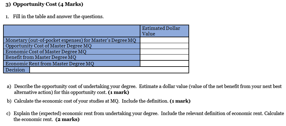Scarcity And Opportunity Cost Worksheet Answers