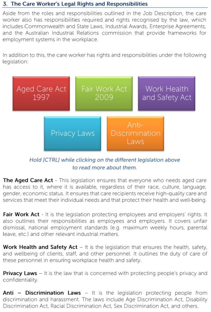 the care workers legal rights and responsibilities